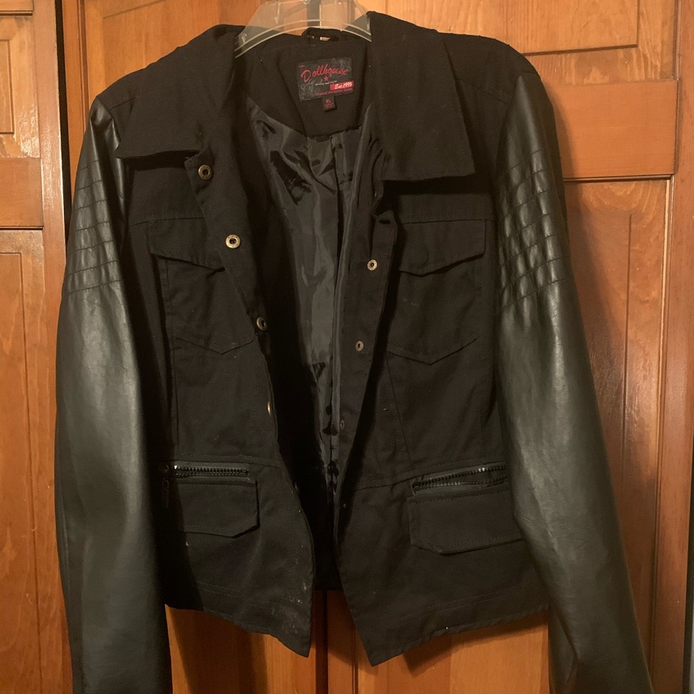 Black jacket leather sleeves